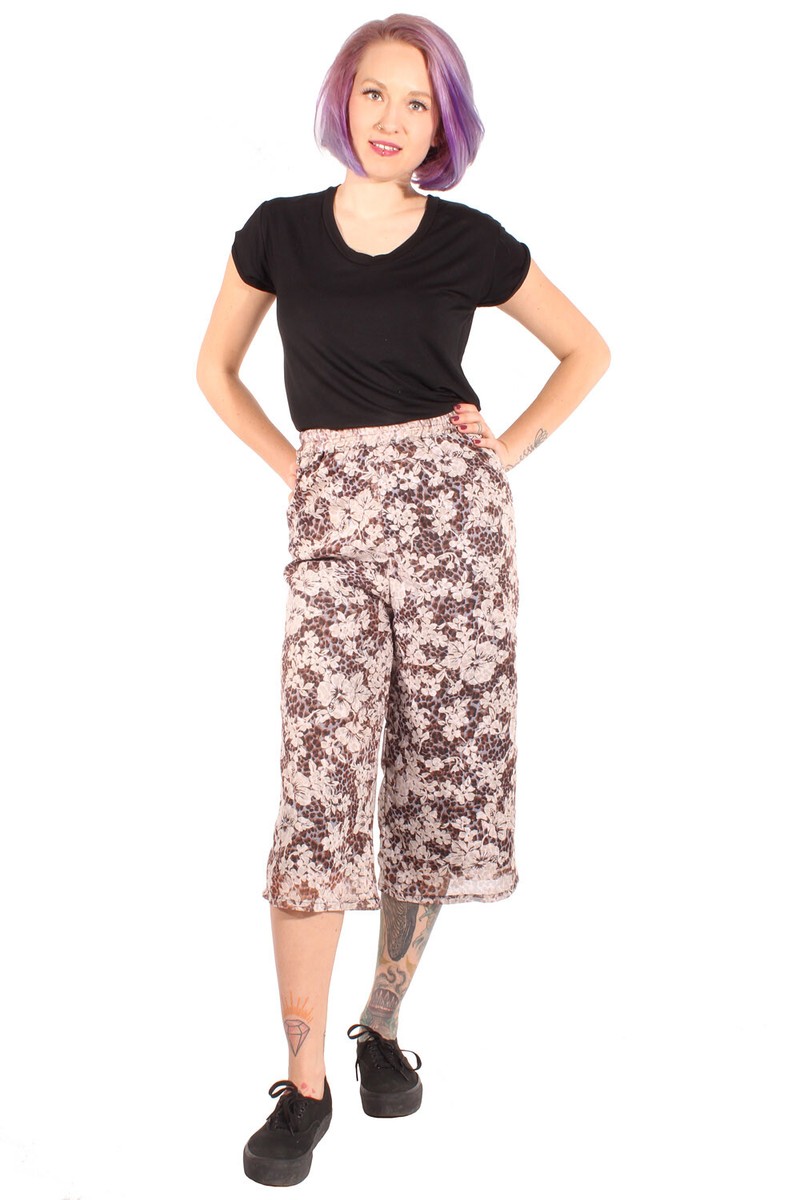 Leoparden Blüten Culotte Stoffhose Sommerhose Boho Hosenrock