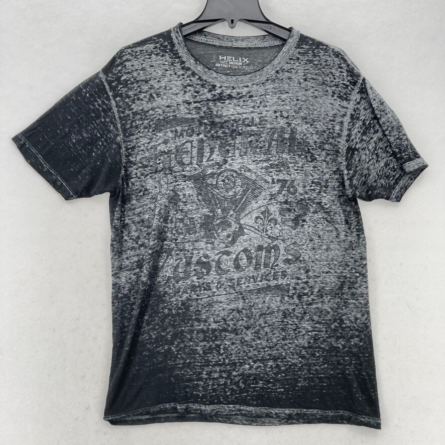 Y2K Helix T Shirt Mens Medium Gray Motorcycle Grunge Biker