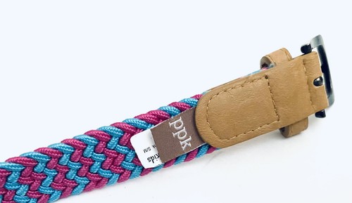 PPK Peppercorn kids Braided Pink Blue Faux Leather Buckle Girls Kid's Belt S/M - Picture 3 of 5