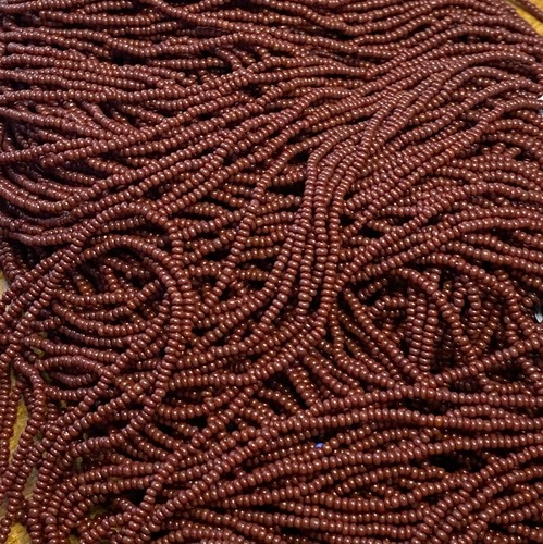 Antique/Vintage Micro Seed Beads-14/0 Reddish Brown Chocolate Earth-6 gram hanks