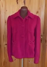 Great Plains Pink Cerise Raspberry Wool Cashmere Winter Coat Jacket Top Xs 8 36