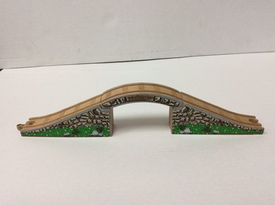 wooden train track with bridge