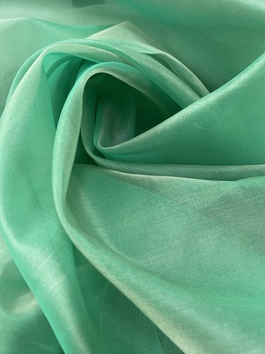 100% SILK Organza ~ ITALIAN 100% PURE SILK Fabric ~59” Wide ~ Green ~UK169 - Picture 2 of 7