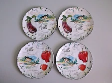DASH OF THAT by Julie Paton Villa Eggplant Peppers Lot of 4 Salad Plates 8.5"