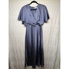 ASTR The Label Alessia Flutter Sleeve Midi Dress, Periwinkle Blue, Size Large