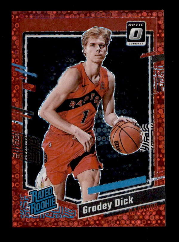 GRADEY DICK 2023/24 DONRUSS OPTIC #212 RATED ROOKIE RED DISCO PRIZM #13/75 T6471