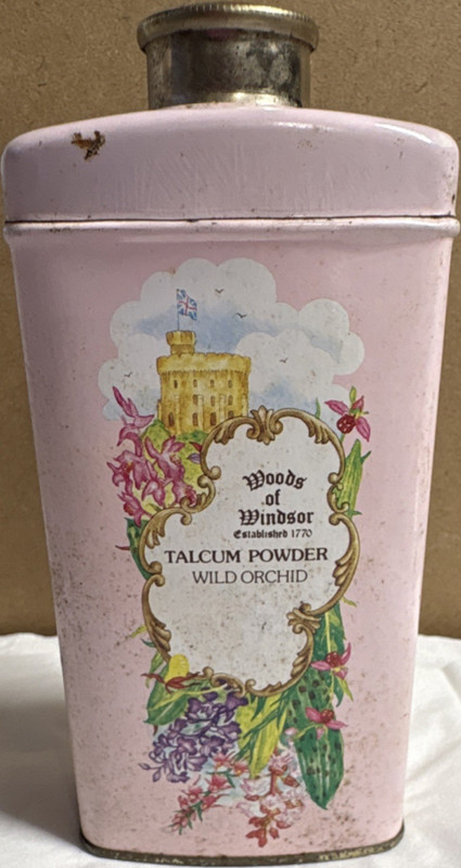 Woods of Windsor Wild Orchid Talcum Powder Tin 1985 Pink NEVER OPENED!