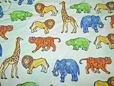 5G !WOW! Pottery Barn Kids Safari At the Zoo cotton Twin Flat Bed Sheet {Fabric}