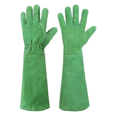 Heavy Duty Leather Gardening Gloves, ThornProof Gauntlet for Pruning & Weeding