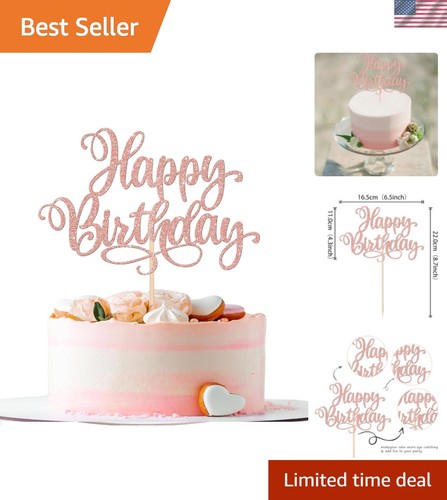 1 PCS Happy Birthday Cake Topper Glitter Happy Birthday Cake Pick for Celebra...
