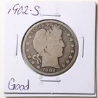 1902-S 50C Barber Liberty Head Half Dollar in Good Condition #6983