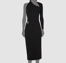 Versace Women Black Enver Stretch Cutout Midi Dress Size 40