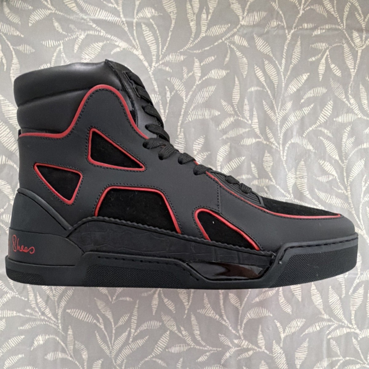 Christian Louboutin 1988SL FLAT Black/Red High Top Men display picture 1