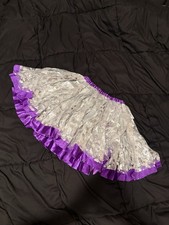 Purple Floral Print Dance Skirt with Ruffled Hem, Ruffle-Trim