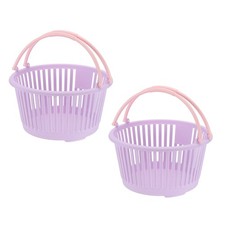 2 Pcs Round Mini Shopping Basket with Handles, Purple