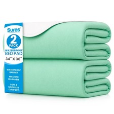 Sures Washable, Waterproof Bed Pad Mattress Protector for Incontinence 2 Pack