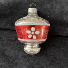 Vintage Shiny Brite Mercury Glass Tornado Atomic Red Pink Ornament