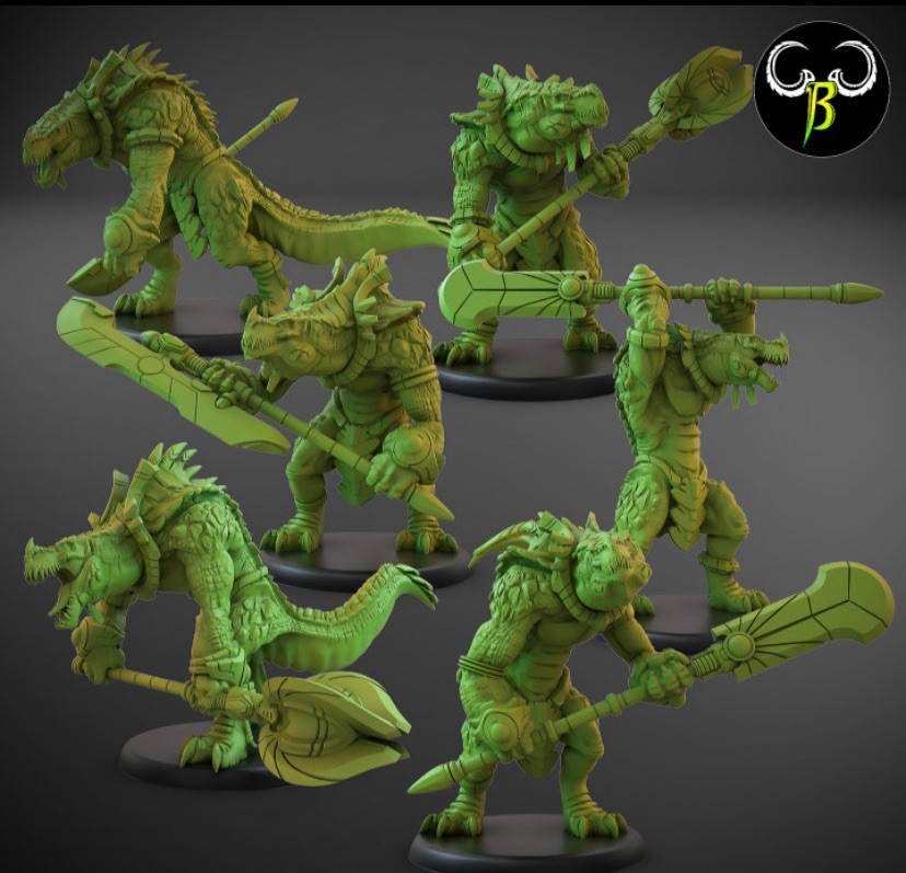 Lizard men  Croc Bruiser X5 28mm Fantasy Dinosaur Aztec Monster Infantry