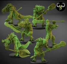 Lizard men  Croc Bruiser X5 28mm Fantasy Dinosaur Aztec Monster Infantry