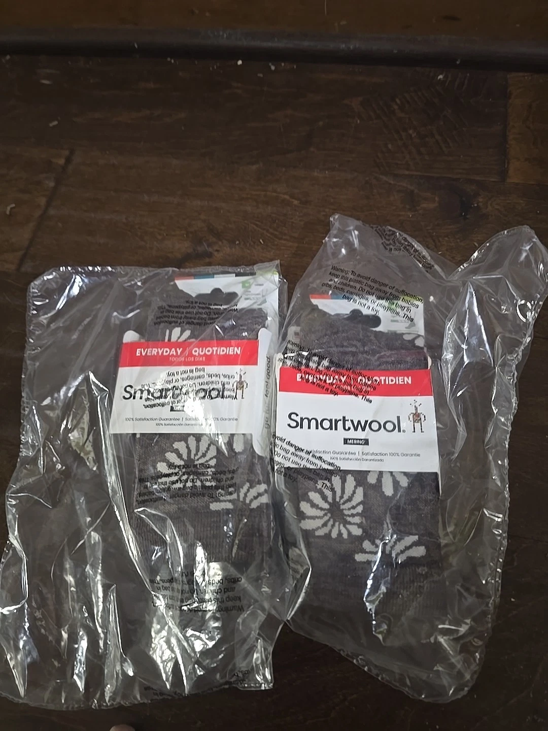 2x Smartwool Womens Everyday Socks Merino Wool Flower Print Taupe Size M