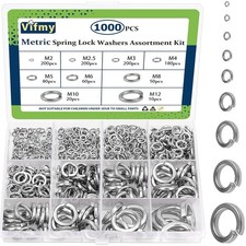 Vifmy Spring Lock Washers Assortment Kit(1000 Pack),M2 M2.5 M3 M4 M5 M6 M8 M1...