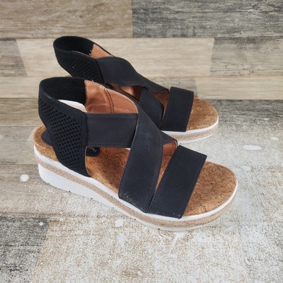 Adrienne Vittadini Carri Womens Sandals Sz 9 M Black Platform Slingback Open Toe