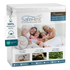 SafeRest Waterproof Full Size Mattress Protector - Fitted with Stretchable Po...