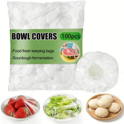 100 Pcs Plastic Bowl Covers for Bread Proofing, bulk fermentation bowl with c...