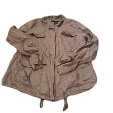 Calvin Klein Womens Tan 100 Linen Pocket Blazer Utility Jacket Sz M Zip Up