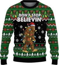 Bigfoot Christmas Sweater Sasquatch Wrapped In Lights Funny Ugly Holiday Jumper