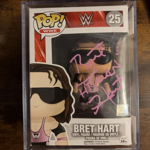 Bret Hitman Hart WWE Funko Pop Figure #25 Signed Auto With Protective Case