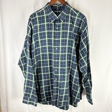 Ralph Lauren Blake Long Sleeve Men  s Shirt XXL Green Blue Plaid Button Down VTG