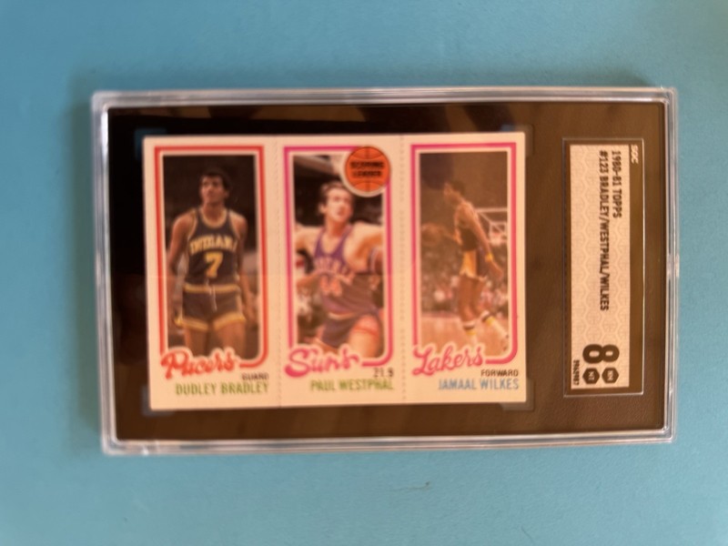 1980-81 Topps - Jamaal Wilkes Paul Westphal Dudley Bradley #142-186-116 RC SGC 8