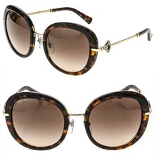BULGARI BV8196B 8196 DIVAS DREAM Oval Havana Brown Gold Fan Crystal Sunglasses