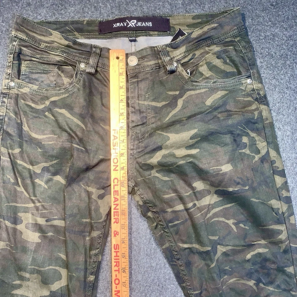 Xray Jeans 36x30 Camo Green Slim Fit Moto Biker Pants Stretch Camouflage Denim - Image 3 of 4