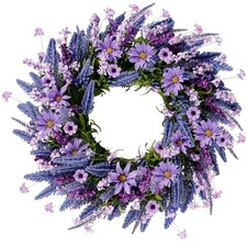 Durable 22'' Artificial Lavender Wreath   Perfect for Entrances  Festivities