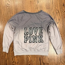 Pink by Victoria s Secret Oversized Gradient Crewneck Sweatshirt Gray Size M