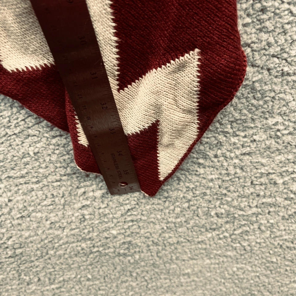 Womens Cardigan S M Burgundy Aztec Knit Open Front Waterfall Hem Boho Southwest - Image 3 of 4