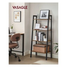 4 Tier Ladder Shelf Bookcase Steel Frame Industrial Storage Rack