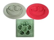 ezpz Happy Mat Silicone Suction Plates Lot of 3 Baby Toddler Feeding BPA Free