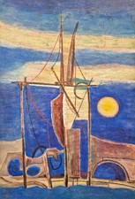 Prof. Franz HARTMANN quadro cubismo, espressionismo di Feininger firmato