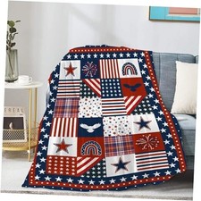 Flag Star Patriotic Blankets Independence Day 4th of July Blanket Gifts,