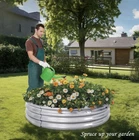 Round Galvanized Raised Garden Bed 4x4ft Outdoor Planter Box for Vegetables 