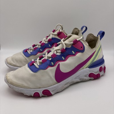 Nike React Element 55 White Fire Pink Sapphire Shoes Women's Size 10 BQ2728-104
