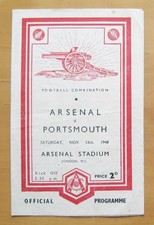 ARSENAL v PORTSMOUTH Reserves 1948/1949 *Good Condition Football Programme*