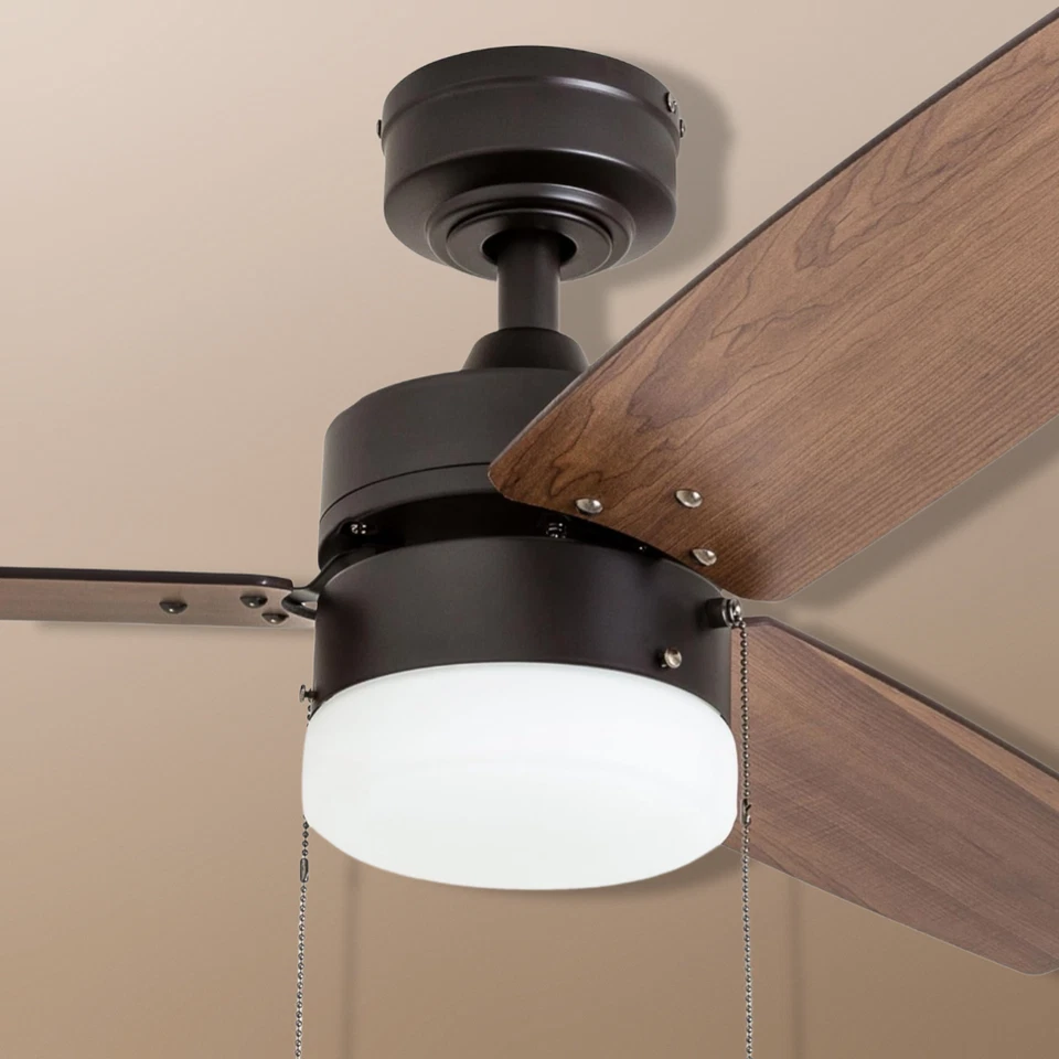 42" Modern Farmhouse LED Ceiling Fan Pull Chain Dual Mounting Bronze - Image 3 of 4