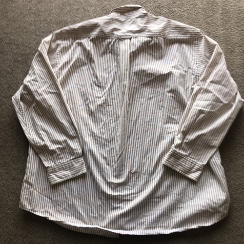 Woods & Woods Shirt Men’s XL 100% Cotton Vertical Stripe Beige White Long Sleeve - Picture 10 of 10