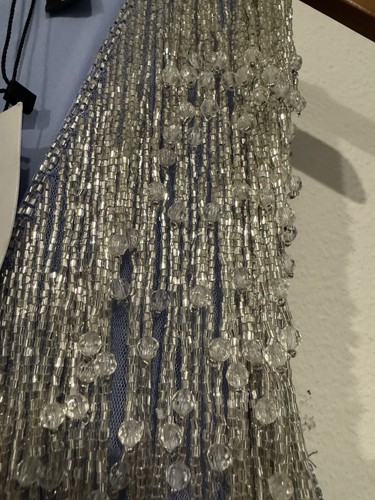 Karen Millen V Neck Fringed Applique Crystal Embellished Maxi Dress UK 12 US 6 - Picture 9 of 23