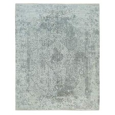 8'x10'1" Gray Broken Zoroastrian Hand Knotted Wool and Silk Oriental Rug R90200