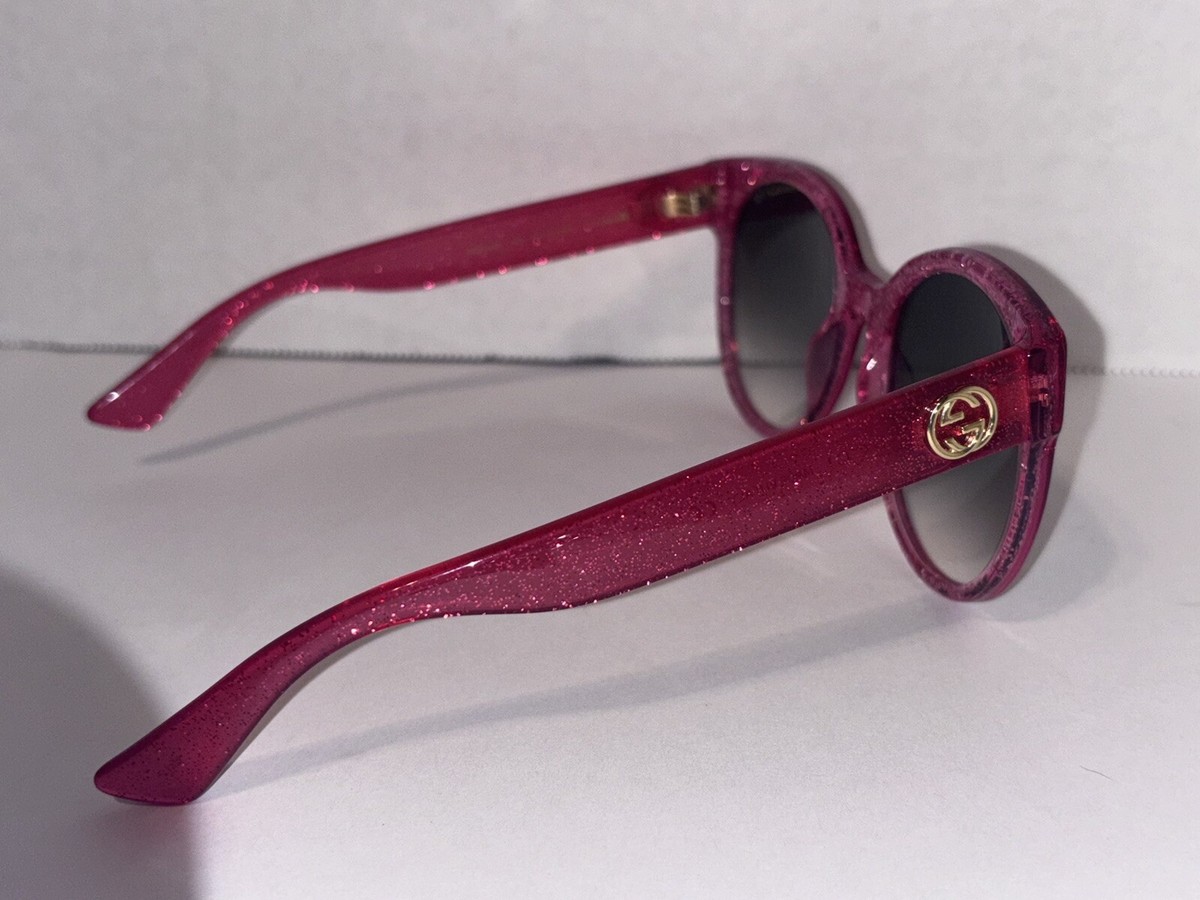Rare Gucci Glitter Pink Round Sunglasses Gucci Acetate Round GG0084S Sunglasses Glitter Fuchsia  main image 3
